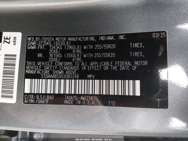2025 TOYOTA GRAND HIGHLANDER PLATINUM — I9