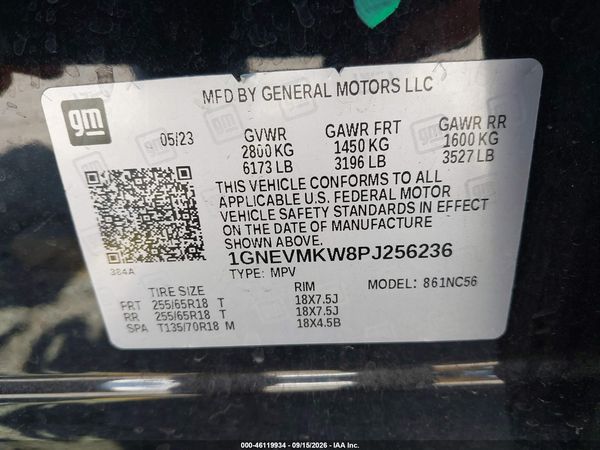 2023 CHEVROLET TRAVERSE AWD 2FL CLOTH — I9