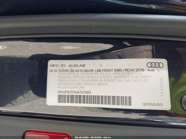 2018 AUDI A5 SPORTBACK PREMIUM PLUS — I9