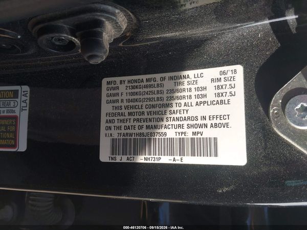 2018 HONDA CR-V EX-L/EX-L NAVI — I9