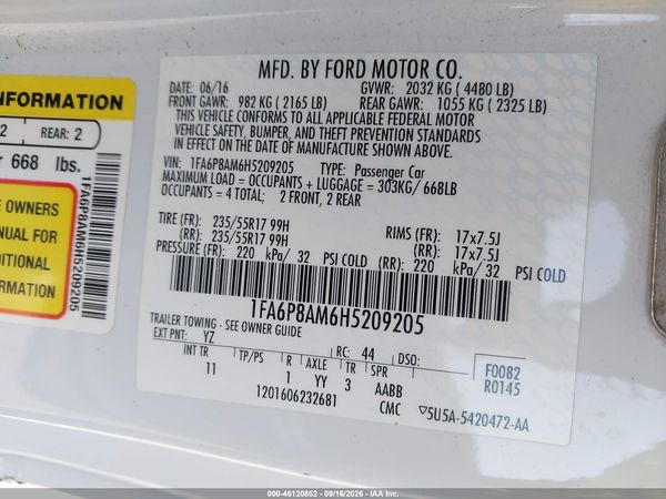 2017 FORD MUSTANG V6 — I9