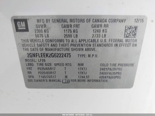 2016 CHEVROLET EQUINOX LS — I9