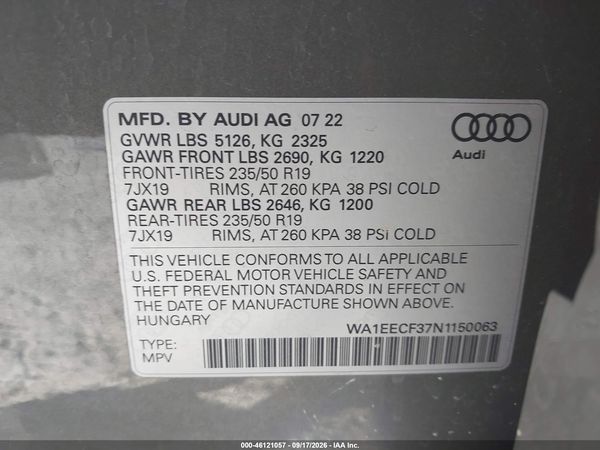 2022 AUDI Q3 — I9