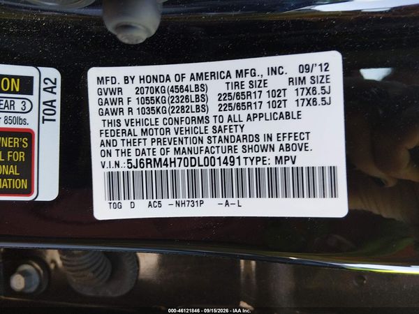 2013 HONDA CR-V EX-L — I9
