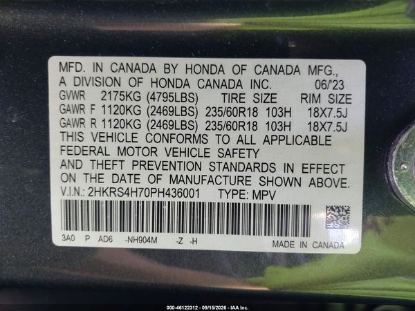 2023 HONDA CR-V EX-L AWD — I9