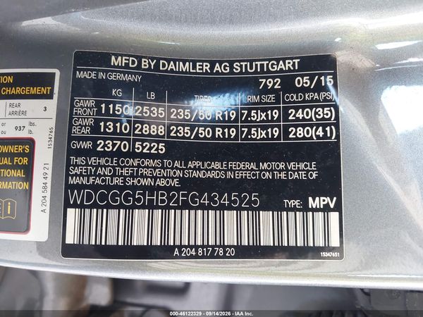 2015 MERCEDES-BENZ GLK 350 GLK350