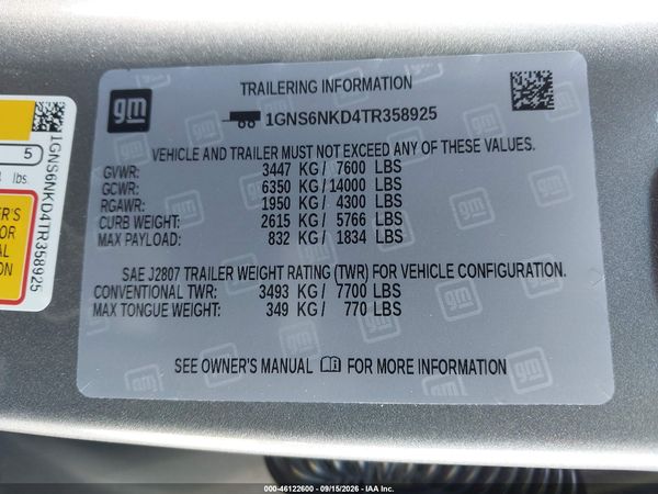 2026 CHEVROLET TAHOE 4WD LT — I9