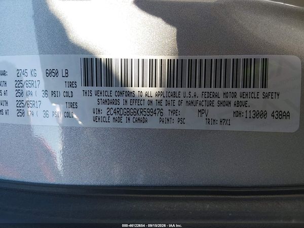 2019 DODGE GRAND CARAVAN SE