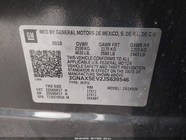 2018 CHEVROLET EQUINOX LT — I9