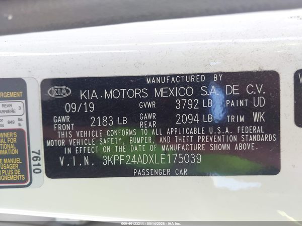 2020 KIA FORTE LXS — I9