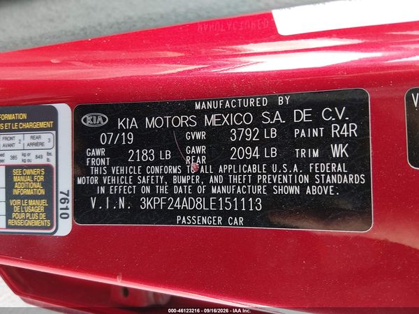 2020 KIA FORTE LXS — I9
