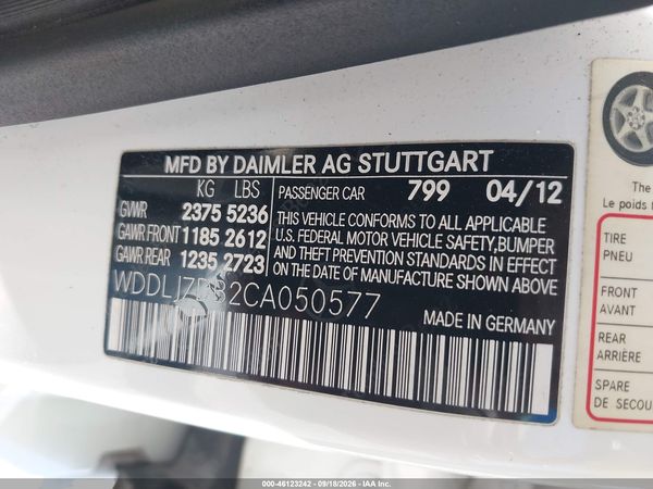 2012 MERCEDES-BENZ CLS 550 CLS550 — I9