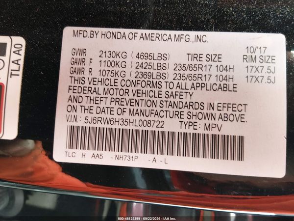 2017 HONDA CR-V LX — I9