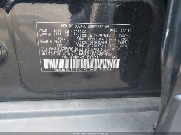 2019 SUBARU OUTBACK 2.5I LIMITED — I9