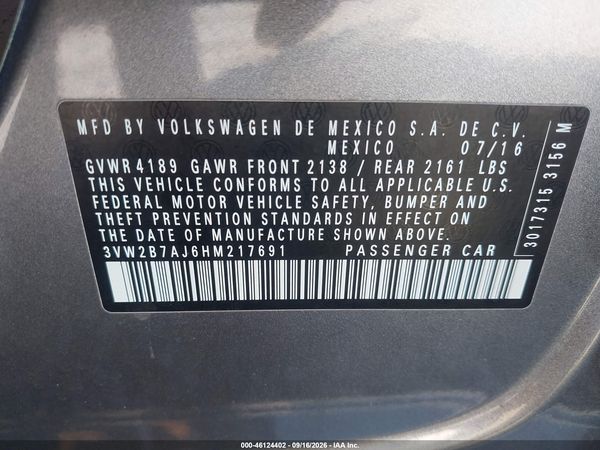2017 VOLKSWAGEN JETTA 1.4T S — I9