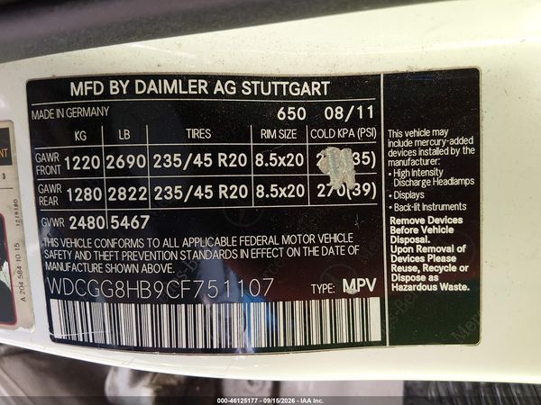 2012 MERCEDES-BENZ GLK 350 4MATIC — I9