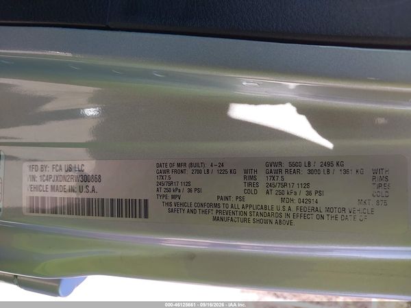 2024 JEEP WRANGLER 4-DOOR SPORT S 4X4 — I9