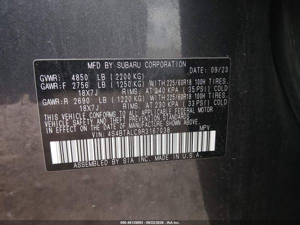 2024 SUBARU OUTBACK ONYX EDITION — I9