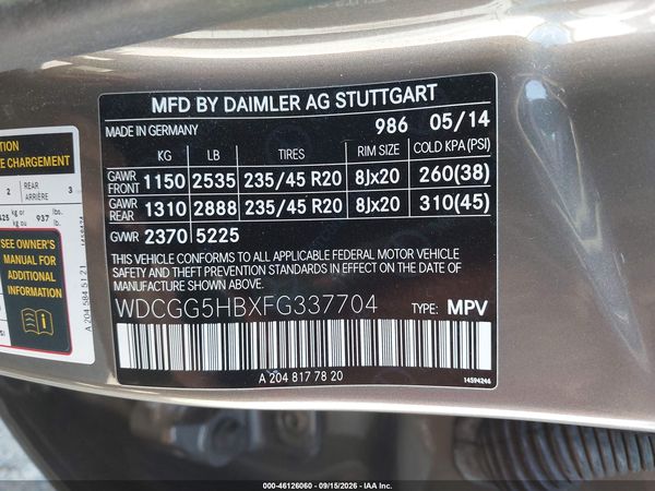 2015 MERCEDES-BENZ GLK 350 GLK350 — I9