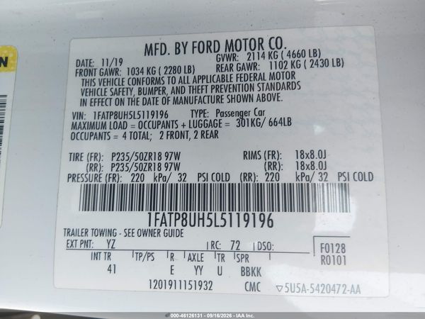 2020 FORD MUSTANG ECOBOOST PREMIUM — I9