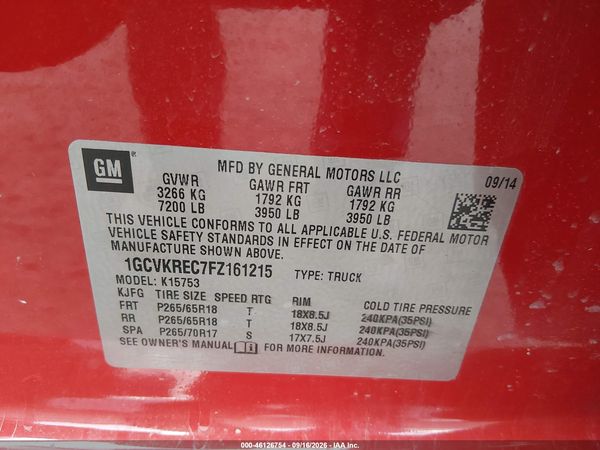 2015 CHEVROLET SILVERADO 1500 1LT — I9