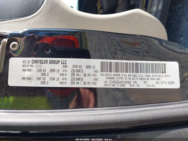 2012 DODGE GRAND CARAVAN SE/AVP — I9