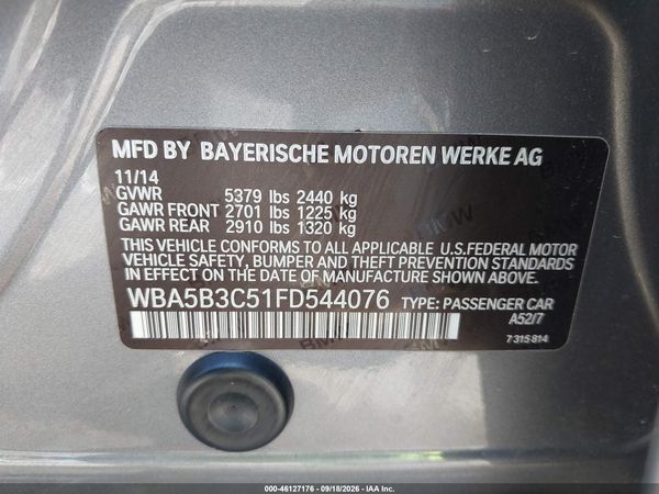 2015 BMW 535I XDRIVE — I9