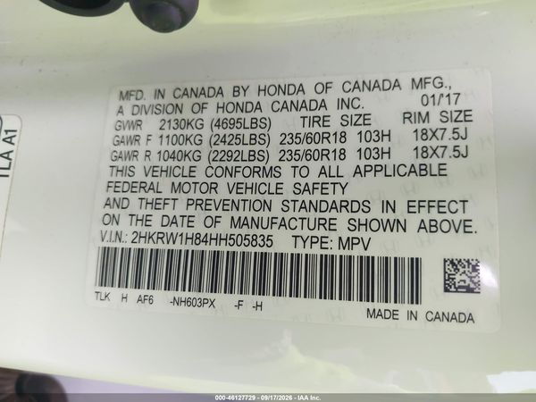 2017 HONDA CR-V EX-L/EX-L NAVI — I9