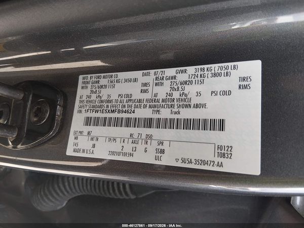 2021 FORD F-150 XL — I9