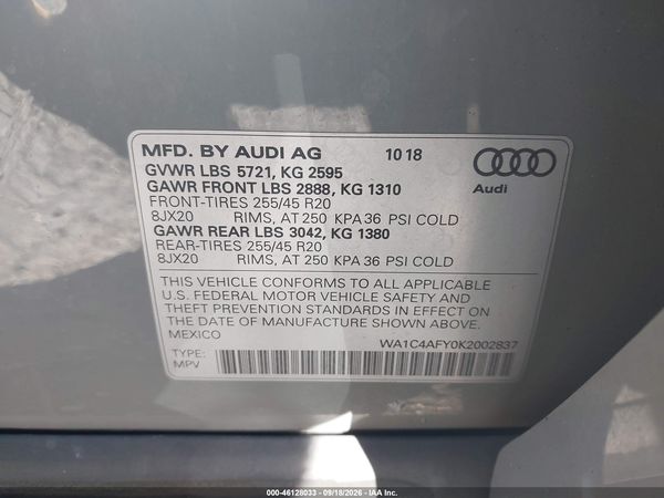 2019 AUDI SQ5 3.0T PREMIUM — I9