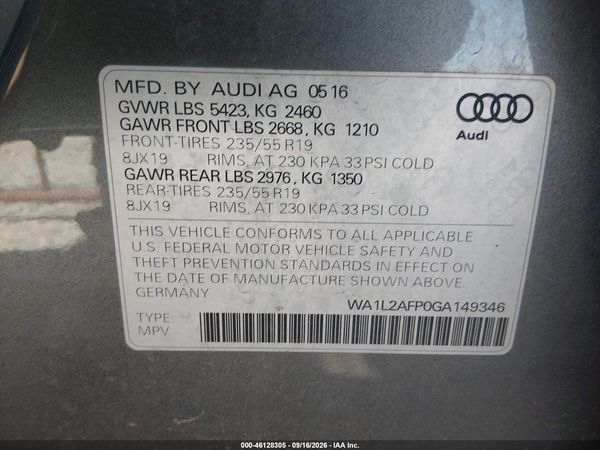 2016 AUDI Q5 2.0T PREMIUM — I9