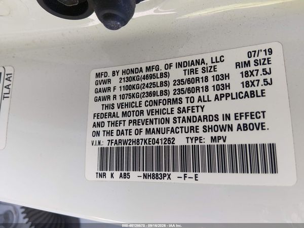 2019 HONDA CR-V EX-L — I9