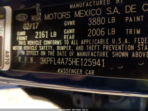 2017 KIA FORTE S — I9