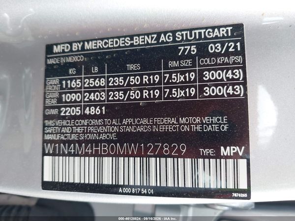 2021 MERCEDES-BENZ GLB 250 4MATIC — I9