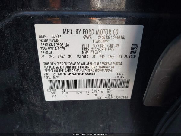 2017 FORD EDGE TITANIUM — I9