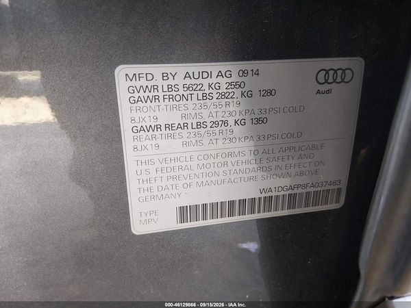 2015 AUDI Q5 3.0T PREMIUM PLUS — I9