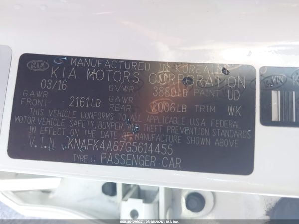 2016 KIA FORTE LX — I9