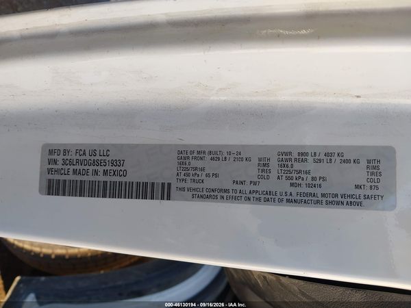 2025 RAM PROMASTER 2500 — I9