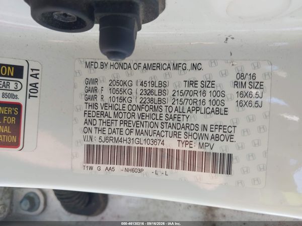 2016 HONDA CR-V LX — I9