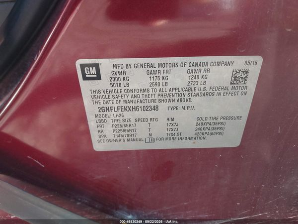 2017 CHEVROLET EQUINOX LT — I9