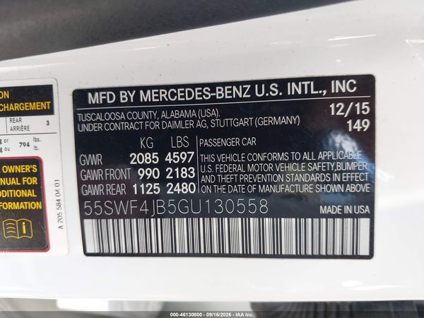 2016 MERCEDES-BENZ C 300 C300 — I9