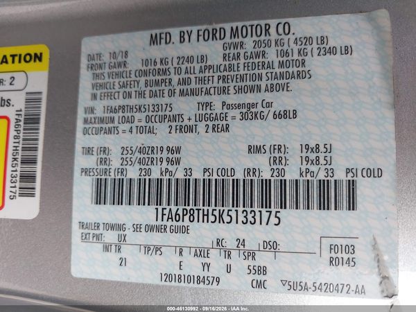 2019 FORD MUSTANG ECOBOOST — I9