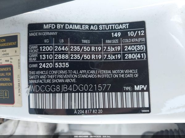 2013 MERCEDES-BENZ GLK 350 4MATIC — I9