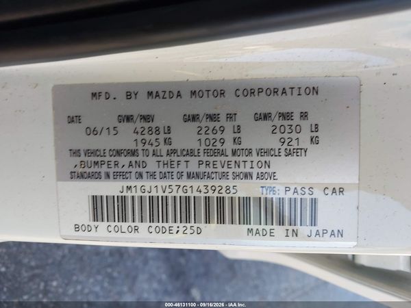 2016 MAZDA MAZDA6 I TOURING — I9
