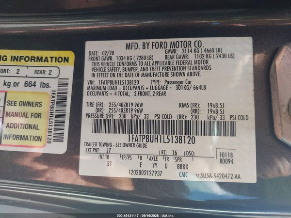 2020 FORD MUSTANG ECOBOOST PREMIUM — I9