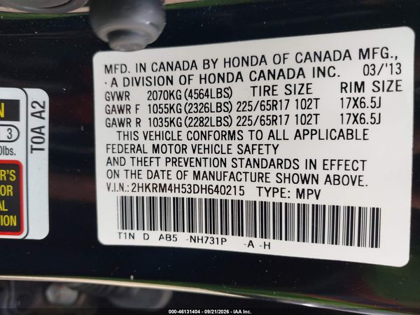 2013 HONDA CR-V EX — I9