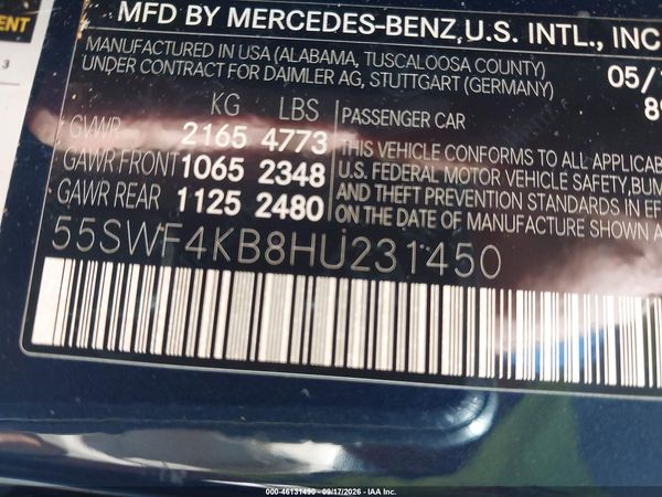 2017 MERCEDES-BENZ C 300 4MATIC — I9