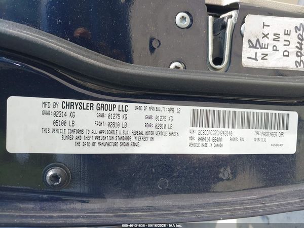 2012 CHRYSLER 300 LIMITED — I9