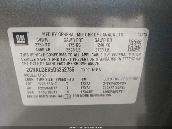 2013 CHEVROLET EQUINOX 1LT — I9