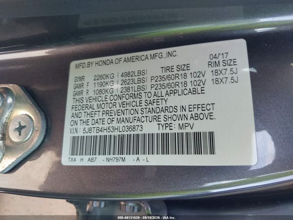 2017 ACURA RDX — I9